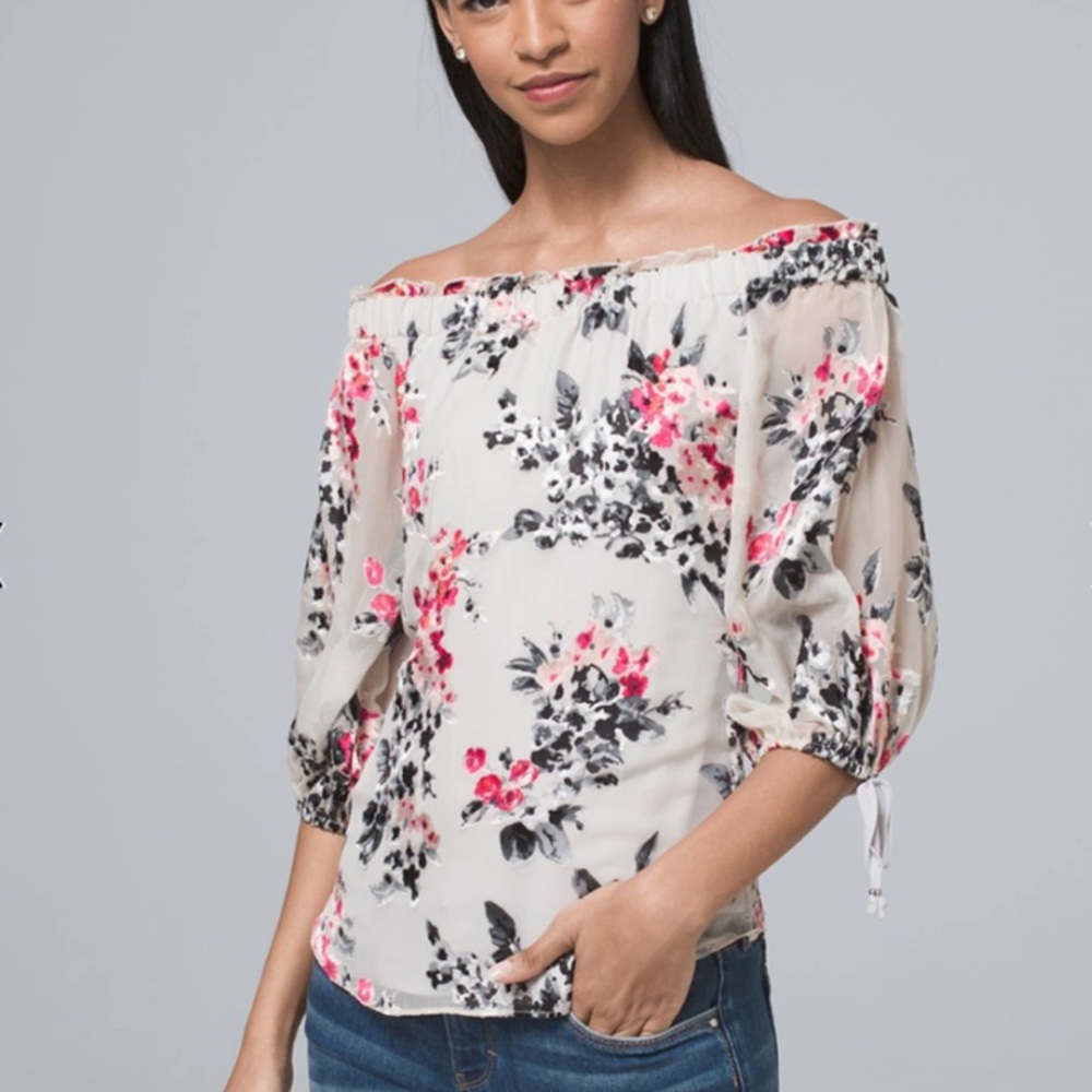 WHBM Off-the-Shoulder Floral Top